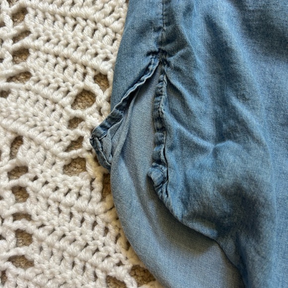 ANA A New Approach  Blouse Collared Denim Button Down Short Sleeved Blue Jean XL - Picture 5 of 8